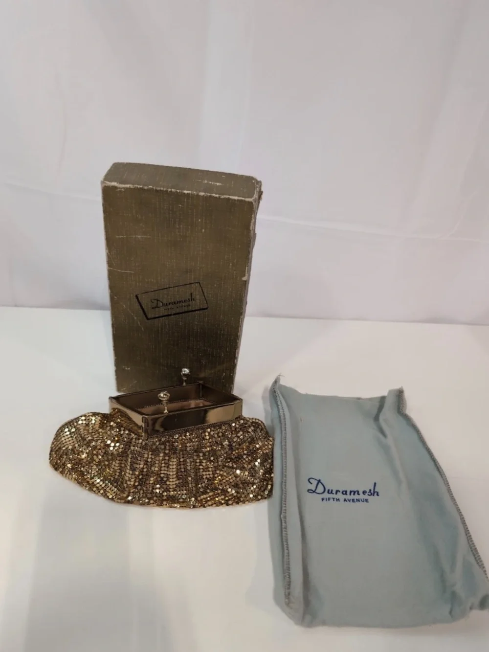 Duramesh  Fifth Avenue gold mesh evening clutch complete with its original box